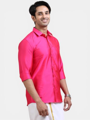 Image of Tattva Men Silk Blend Ethnic Shirt | Traditional South Indian Wear for Wedding, Festivals & Casual Wear
