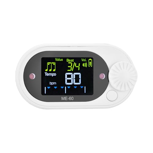 Vroomoto カラースクリーンエレクトロニックメトロノーム、10ビートピアノギタージザーリズムメーター、ABSプラスチック音楽メトロノームツール、ランニングのための高精度のタイミング、サイクリング (白)