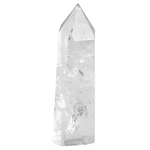 GEHECRST 1 Stück Naturstein Bergkristall Hexagon Säule Super Qualität Edelstein Deko Kristallstein Reiki Meditation Therapie Steine (Groß) Cover