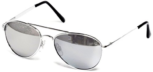 Real Shades Fly Aviator Sunglasses for Adults - 100% UVA UVB Protection, Polycarbonate Lenses, Unbreakable, Spring Hinges, Iconic Style (Silver, Silver Mirror Lens)2