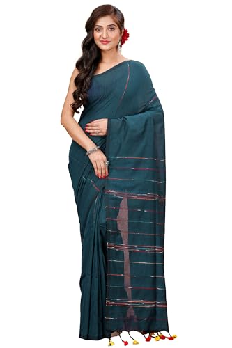 Image of Women's Traditional Bengal Handloom Soft Cotton Khesh Saree
