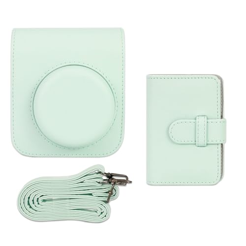 Bolsa para cámara Fujifilm Instax Mini 12 con álbum de 28 páginas de poliuretano, funda impermeable, correa acolchada, organizador de almacenamiento para viajes al aire libre