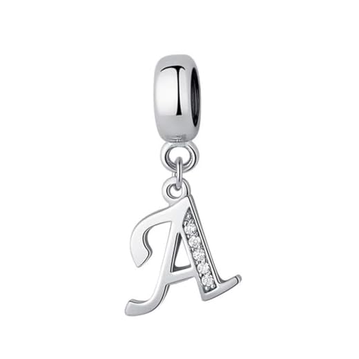 Abalorio de letra de plata de ley 925 con letras del alfabeto, compatible con pulseras Pandora a