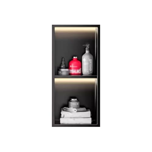 Niche de douche en acier inoxydable noir mat avec éclairage LED étanche de 1 à 3 étagères - 2