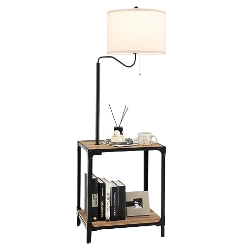 HOMASIS Stehlampe mit Tisch & Regal, Standlampe mit...