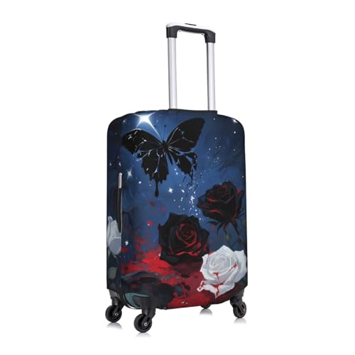Dark Fantasy Butterflies Roses Elastic Luggage Cover Elastic Suitcase Cover Protector Scratch-Resistant Covers For 29-32 Inch Luggages XL3