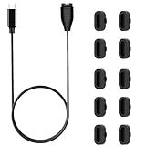 Leloco Type C ladekabel Uhr Ladegerät Kompatibel mit Garmin Uhr Ladekabel Fenix 7 7x 7 pro, 6 6S 6X Pro, Fenix 5 5S 5X Plus, Forerunner 745 935 945 45 45S 245 usw Mit 10 Schwarzen Staubschutzstöpseln