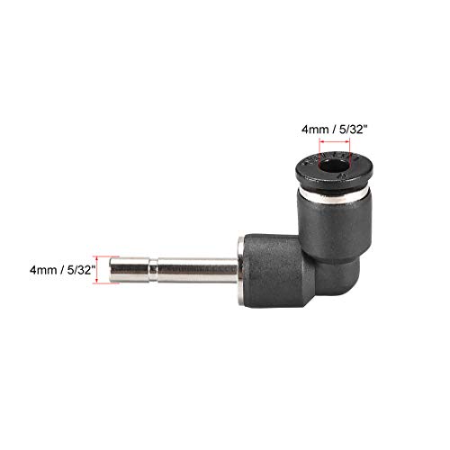 Codo neumático de 4mm con unión a presión Uxcell para tuberías de aire comprimido 3
