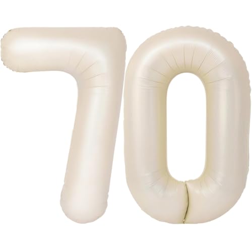 Image of Number Balloons for Birthday Decorations - 40 Inch Large Party Balloons 70, Cream Foil Number Balloons for Boys Girls, Balloons for Party Supplies