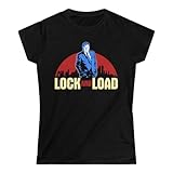 GEEK TEEZ Denny Crane Lock and Load Women's T-Shirt Black Large