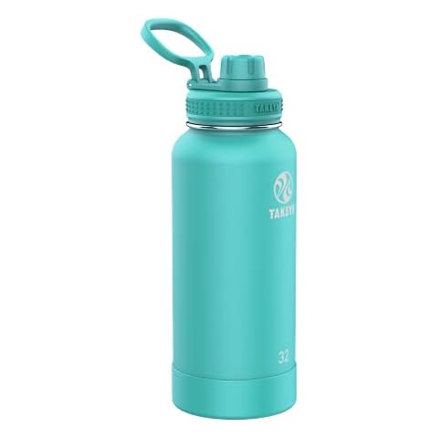 Takeya Pickleball Insulated Water Bottle with Sport Spout Lid, 32oz Dropshot Teal Cover