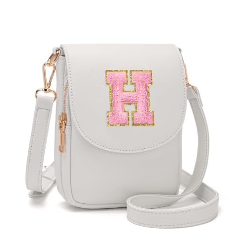 Image of Viverte Crossbody Purse for Teen Girls Small Initial Cell Phone Toddler Purse Leather Triple Compartment Crossbody Bags