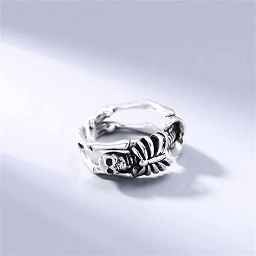 Bague tête de mort argent S925 bague homme anti-ternissement design évent vintage - 4
