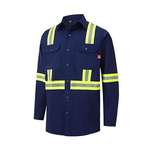 Image of Ousafeve FR Shirts for Men Hi Vis 6.5oz Flame Resistant Welding Shirts | UL Certified, Loose Fit, 100% Cotton, NFPA2112 CAT2 Arc Flash Rated, Fire Retardant Shirt for Men
