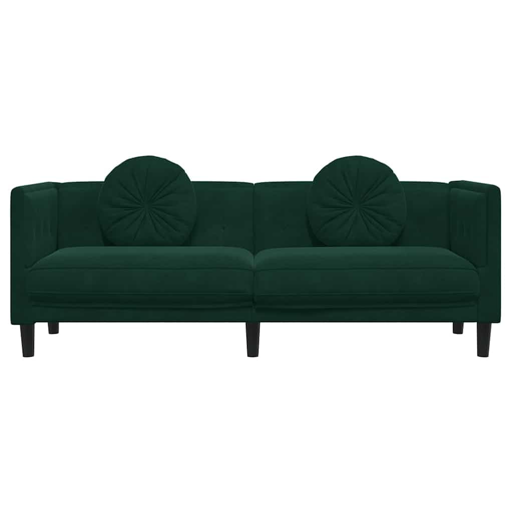 Divano con cuscino, 3 posti in velluto verde scuro, larghezza 193,5 cm, comodo divano soggiorno, elegante mobili imbottiti per la casa