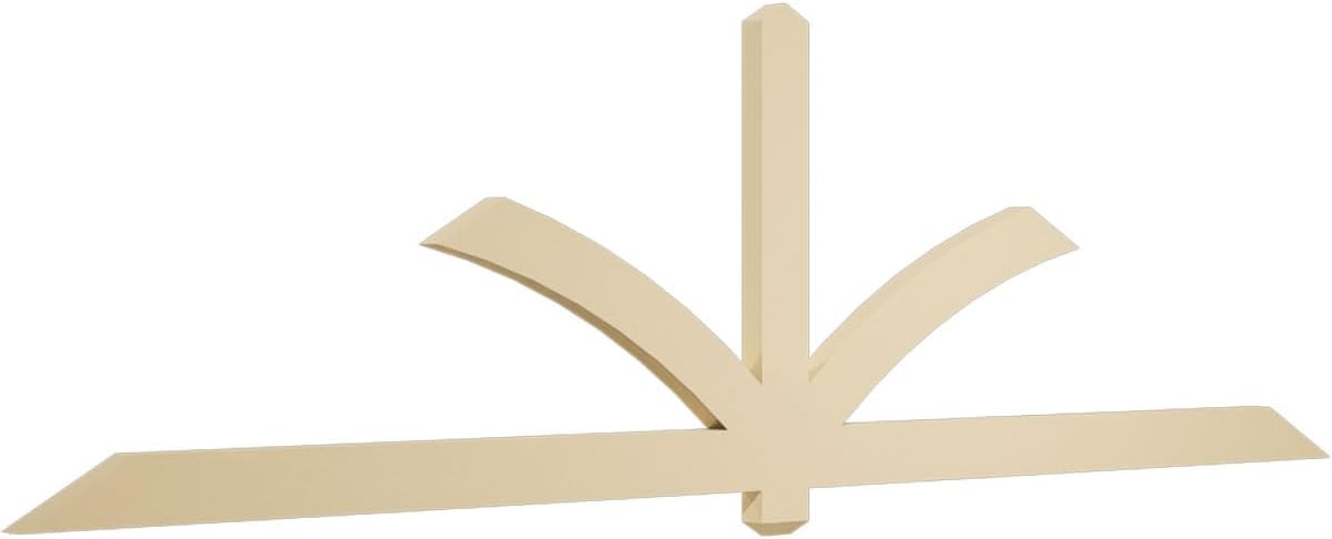 108"W x 31 1/2"H x 2"D x 4"F, 7/12 Pitch, Redmond Signature Urethane Gable Bracket, Primed Tan