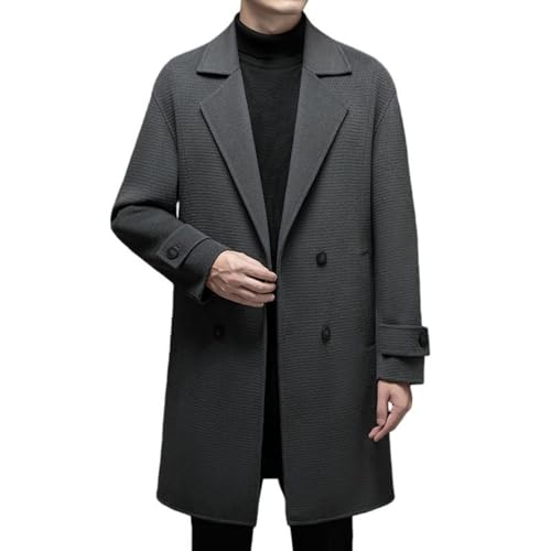Abrigo de lana larga para hombre en otoño e invierno con diseño de costura elegante y corte recto