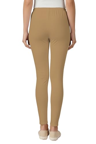 Image of Women's Cotton Lycra Ankle Length Leggings | Regular Rise, Soft 4 Way Stretch Fabric | Casual & Ethnic Wear