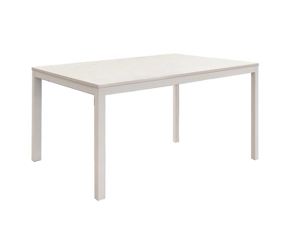 Tavolo TROPEA in legno, finitura bianco frassinato e metallo verniciato bianco, allungabile 160x90 cm - 210x90 cm