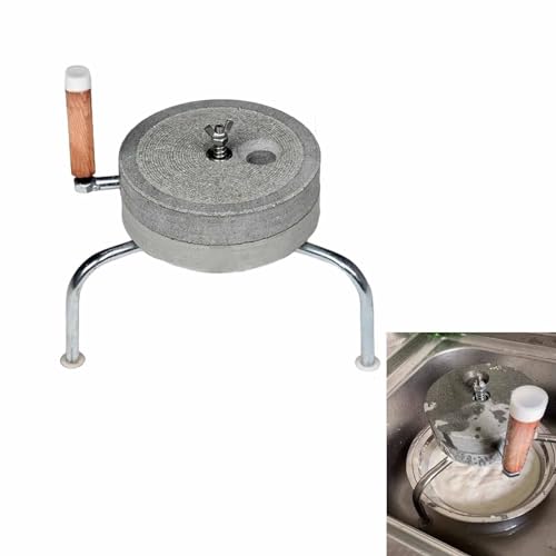 Molinillo de café manual de piedra con manivela ajustable para granos secos y húmedos con marco de acero inoxidable, molinillo de trigo pequeño vintage, para granos de avena caseros, SMA, M (20 cm/7,