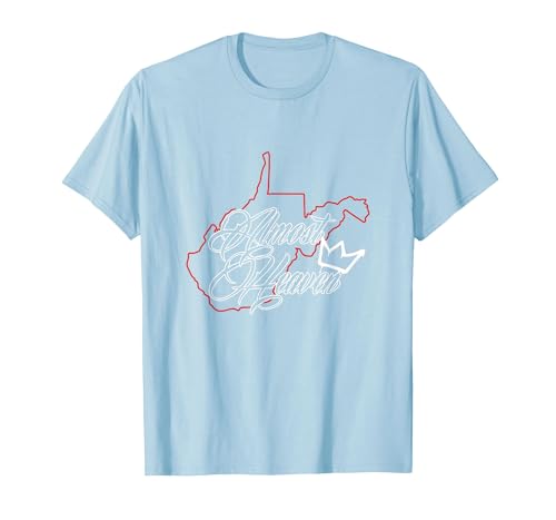 Almost Heaven | West Virginia Map | American USA State T-Shirt, Men, Baby Blue, Medium