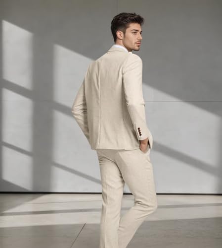 Linen Suit for Men Slim Fit Mens Linen Suits for Men Wedding Prom Casual Men Suits 3 Piece Jacket Vest Pant Set4