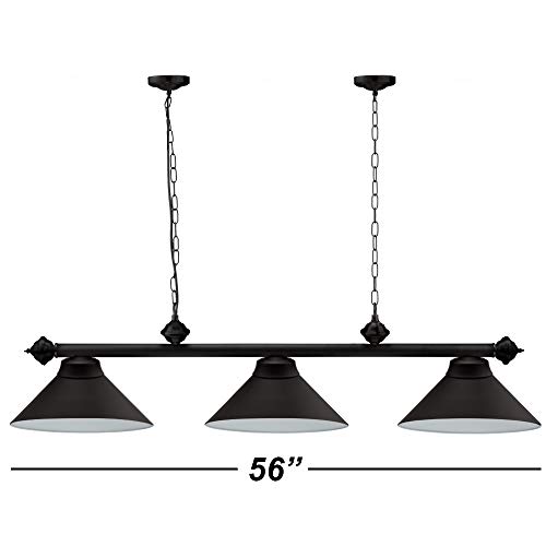 Billiard Table Lights for 7ft/8ft Pool Tables. Hanging Billiard Lighting with 3 Metal Lamp