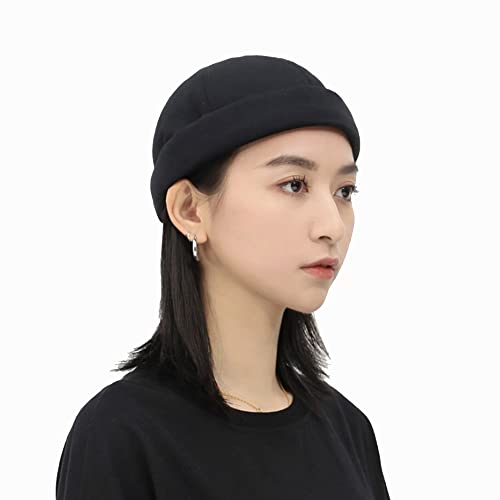 Clakllie Rolled Cuff Work Beanie Hat Watch Cap Retro Style Brimless Sailor Hat Hip Hop Snapback Cap For Daily Wear Skull Cap #TOP1