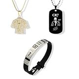 fKiZanthene Dreiteiliges Fußball-Schmuckset – Halskette mit Anhänger und Armband aus Stahl für Kinder und Jugendliche, modisches Accessoire zum Tragen zu Hause, im Freien und in der Schule