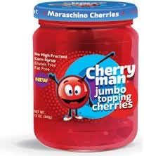 CherryMan Jumbo Topping Maraschino Cherries 12oz Jar (Pack of 3)