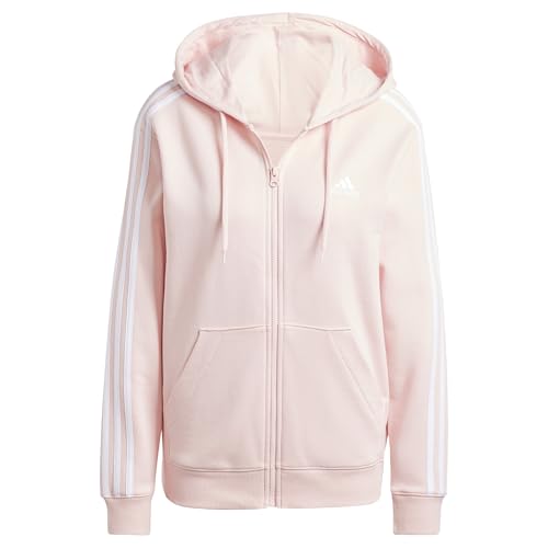 adidas Women's Veste à Capuche Zip intégral Standard French Terry 3 Bandes Essentials