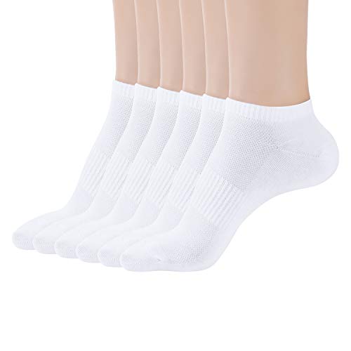 OYANUS Womens Ankle Low Cut No Show Athletic Socks, Short Cotton Sneaker Socks 6 Pack White M