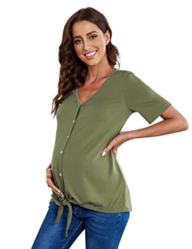 Coolmee Maternity Tops Shirts Short Sleeve V Neck T Shirts