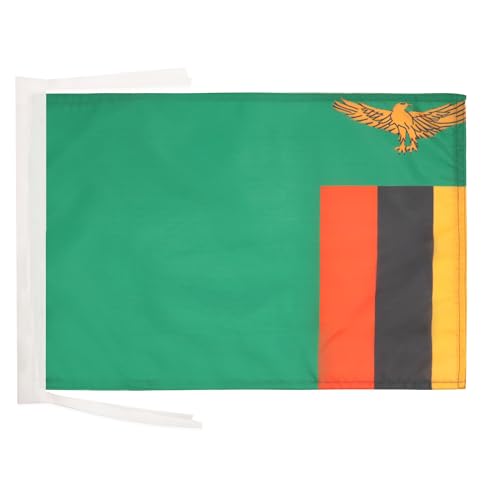 AZ FLAG - Drapeau Zambie - 45x30 cm - Pavillon Zambien 100% Polyester Avec Deux Cordelettes - 20g