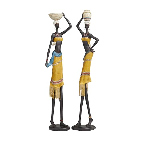 Set de 2 estatuas decorativas de mujeres en polystone miniatura 1