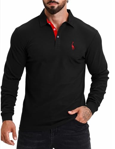 【Polo da lavoro per l'autunno e l'inverno】Elegante Polo da Uomo per l'autunno e l'inverno. Versatile e leggero, ha una vestibilità regolare e un'abbottonatura a tre bottoni per una vestibilità comoda e confortevole