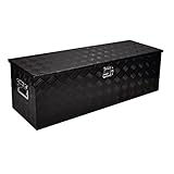 FGJQEFG 48 Inch Aluminum Heavy Duty Truck Bed Tool Box Truck Car Outdoor Trailer Pickup Underbody Toolbox, RV Storage Organizer W/Lock & Keys, 5 Bar Tread, Black (48'X15'X15')