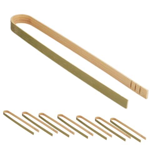 HYTROVE 10個 使い捨て竹製ミニグ 多機能トーストグ 人間工学設計グリル用耐熱クリップ パーティーや家用に適した食品用木製クリップ