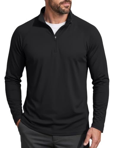 Image of MAGCOMSEN Men's Long Sleeve Sun Shirts UPF 50+ Tees 1 /4 Zip Up Fishing Running Rash Guard T-Shirts Outdoor Shirt