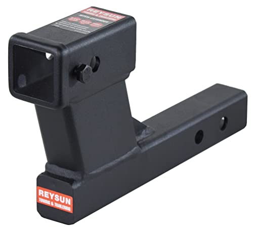 REYSUN 864129 Trailer Hitch Riser with 6.25 inch Rise/Drop for 2 inch Receiver Hitch Extension Hollow Shank Hitch Pin Kit Included
