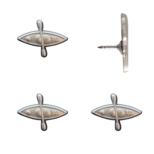 Image of Kayak Push Pins - Silver Kayak Map Pins for Cork Boards, Maps, or Lapel Use - Designed in USA - Set of 4