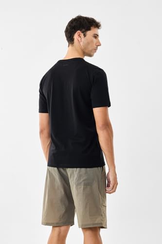 Image of SNITCH Men Slim Fit Cotton Lycra T-Shirt | Minimalist Pullover Short Sleeve Crew Neck Styling | Breathable Stretchable Soft Texture Casual Everyday Wear Plain Tee