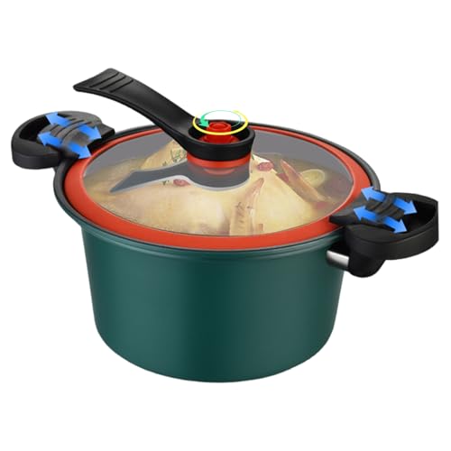 Ligeinsrk Mini Olla a presión 3.5L-Pot Antiadherente de calefacción rápida con manijas de Cerradura y Tapa Transparente para Gas, inducción, Estufas eléctricas