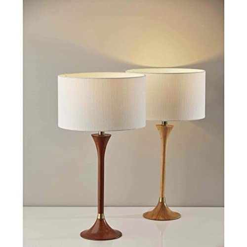 Adesso Inc. Rebecca Table Lamp Natural Rubberwood w. Antique Brass Accent