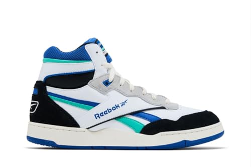 Reebok Unisex BB 4000 II Mid Sneaker, White/Black/Unleashed Green, 10 Women/8.5 Men