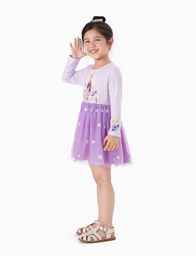 Image of Disney Princess Frozen Elsa Minnie Stitch Toddler Girl Tulle Tutu Dress Ruffle Sleeve Mesh Summer Birthday Party Clothes 2-9Y