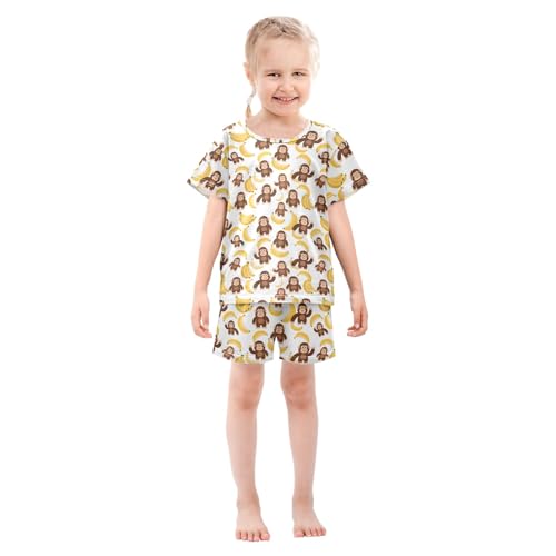 Orangutan Banana Pattern Summer Cute Pajama Sets, Short Sets for Daily Wears and Sleep Wears3