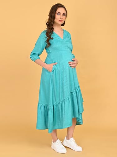 Image of The Mom Store Maternity and Nursing Wrap Dress for New Mom | Pre and Post Pregnancy Wear for Womens | Trendy Stylish Printed Friendly Dresses for Women | Comfortable