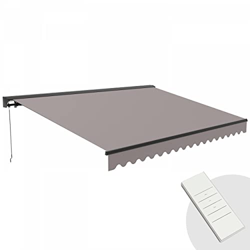 Oviala Store banne électrique 4x3m en Aluminium Taupe