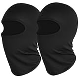 WLLHYF Skimaske, Motorradmütze, 2 Stück, schwarz, Sturmhaube, Halsbedeckung, Kopfbedeckung, Vollgesichtsmaske, verstellbar, winddicht, UV-Schutz, für Männer und Frauen, Arbeit, Sport, Schwarz,